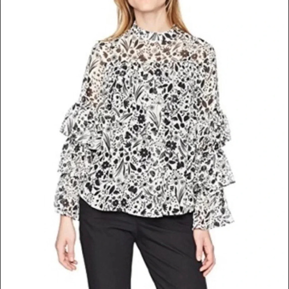 NWT Nanette Lepore Marshmallow Multi Bella Donna Top Size 1 - Picture 1 of 7